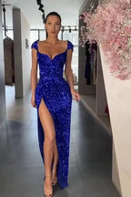 Long Mermaid Sweetheart Sequins Formal Prom Dress with Slit by BIZTUNNEL