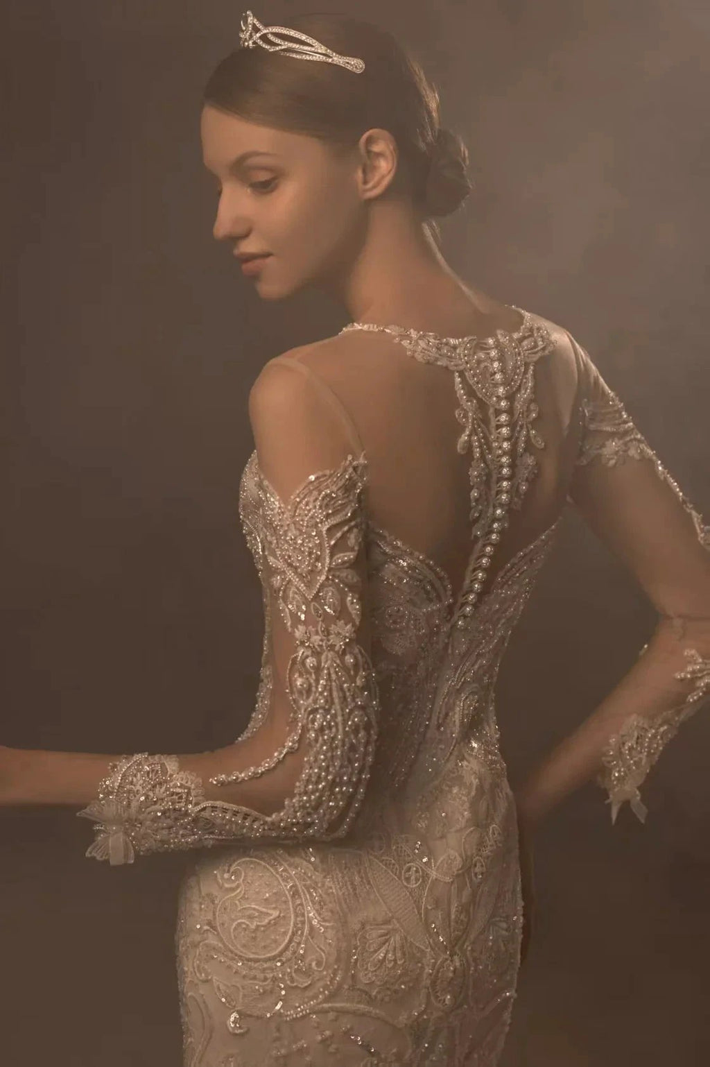 Exquisite Mermaid Halter Neck Illusion Lace Wedding Dress with Beaded Embroidery & Keyhole Back H0010 by ZAPDRESS