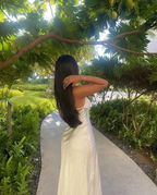 Spaghetti Straps White Satin Long Prom Dress Evening Dress Y7517 by simplepromdress