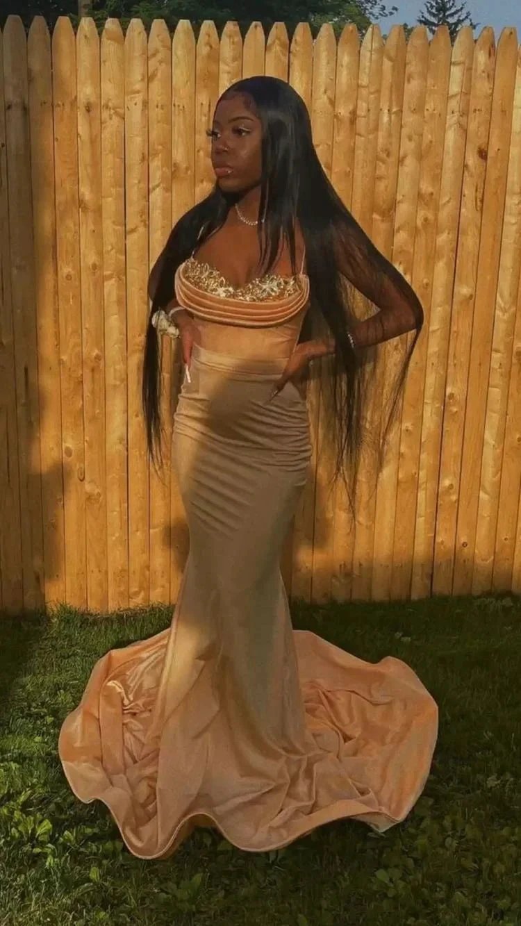 Mermaid Spaghetti Straps Prom Dress Sexy Evening Dress With Train Y544 by simplepromdress