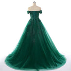 Sexy Dark Green Lace Applique Dresses Short Sleeve Ball Gown For 15 Prom Party Dress Custom Chapel Train Sweet 16 Dresses Y610 by simplepromdress