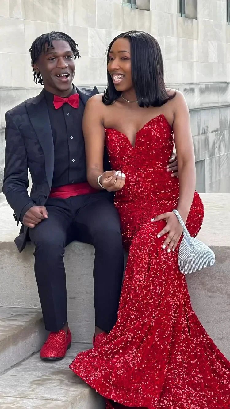 Shiny Mermaid Red Sequin Evening Dress Elegant Formal Gown Y663 by simplepromdress