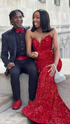 Shiny Mermaid Red Sequin Evening Dress Elegant Formal Gown Y663 by simplepromdress
