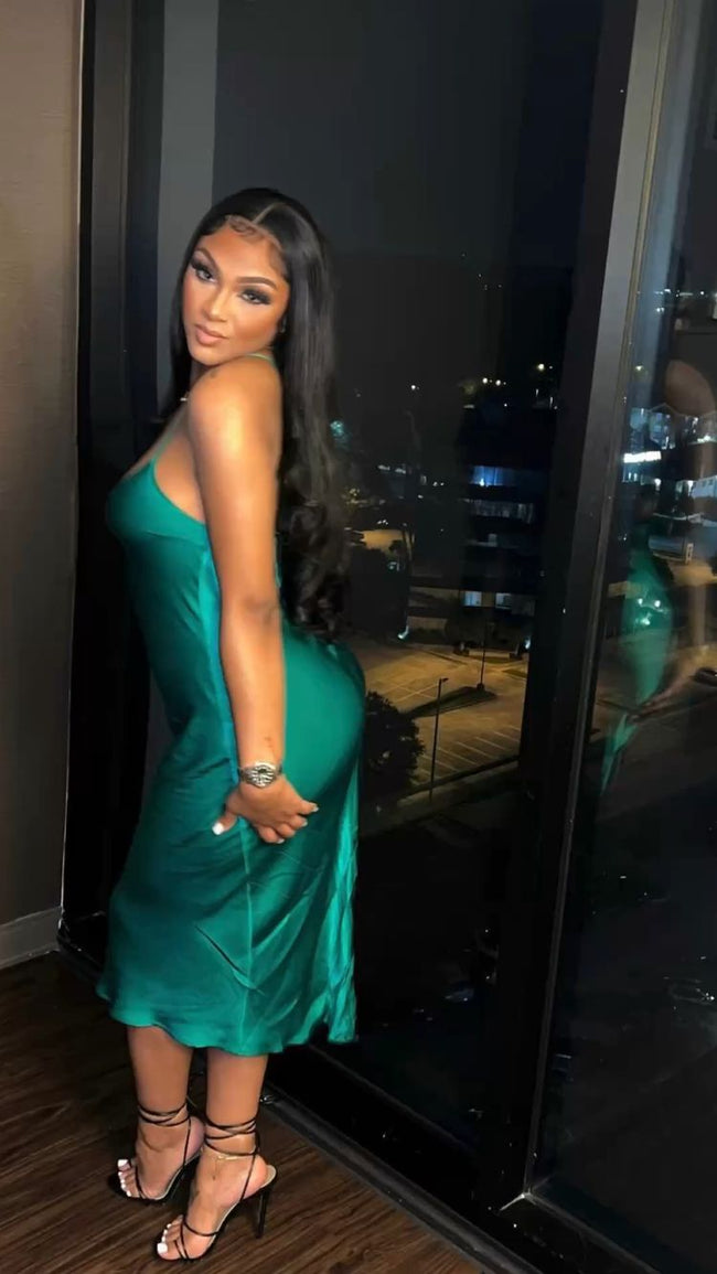 18th Birthday Outfits Spaghetti Straps Silk Evening Dress Sexy Evening Gown Y639 Main Image