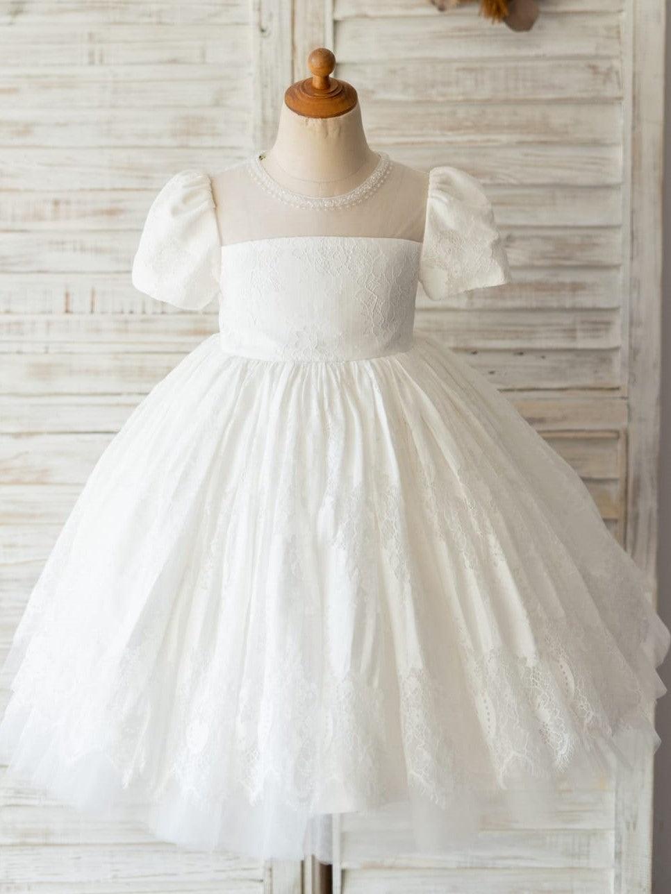 Lace Knee-length First Communion Flower Girl Dress - photo 6
