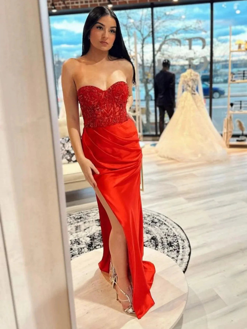 Ember |Sheath Strapless Sweetheart Long Prom Dress with Slit by KissProm