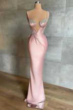 Long Mermaid Sweetheart Spaghetti Straps Satin Prom Dress with Beadings by BIZTUNNEL