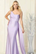 Elegant Mermaid Long One Shoulder Evening Dress with Ruffles by BIZTUNNEL