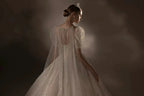 Sparkling Ball Gown Sweetheart Neck Tulle Wedding Dress with Beaded Embroidery & Sheer Puff Sleeves Q6021 by ZAPDRESS