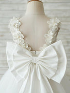 Lace Tulle Knee-length 3D Flower Girl Dress - photo 4