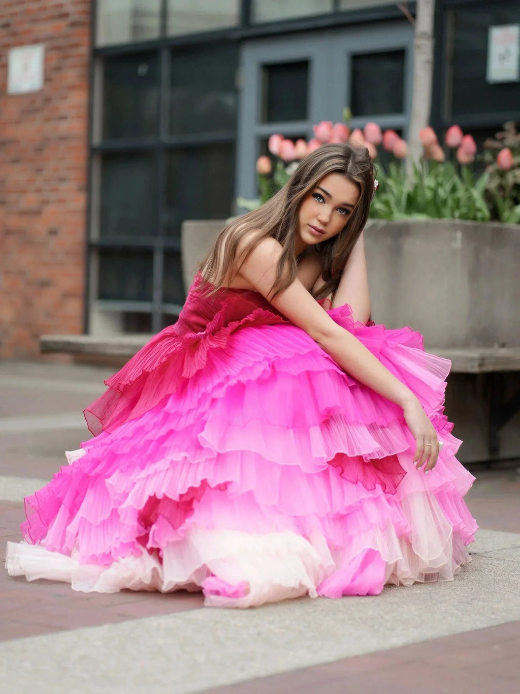Xiomara | Sweetheart Pleated Bodice Long Prom Dress with Ruffles by KissProm