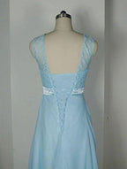 Baby Blue Lace Tank Bridesmaid Dresses For Wedding Party BD012 by pgmdress