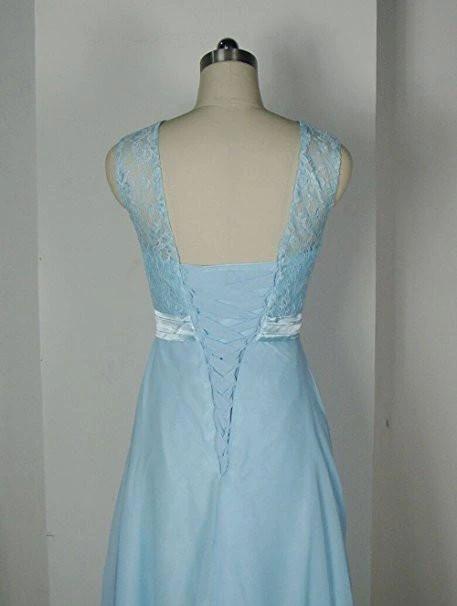 Baby Blue Lace Tank Bridesmaid Dresses For Wedding Party BD012 by pgmdress
