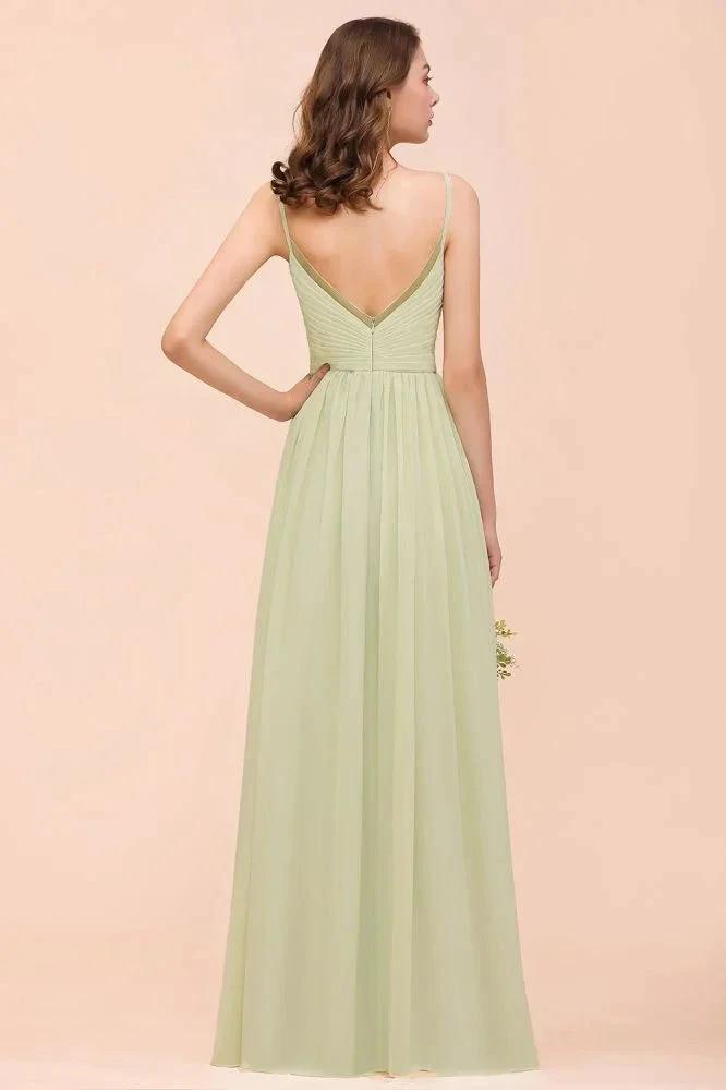 Backless Sage Bridesmaid Dress Floor Length Spring /Summer Maid of honor Dress by misshow.com