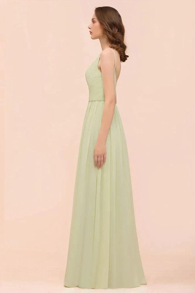 Backless Sage Bridesmaid Dress Floor Length Spring /Summer Maid of honor Dress by misshow.com