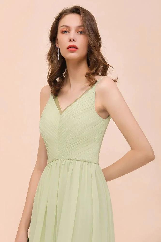 Backless Sage Bridesmaid Dress Floor Length Spring /Summer Maid of honor Dress by misshow.com
