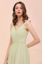 Backless Sage Bridesmaid Dress Floor Length Spring /Summer Maid of honor Dress by misshow.com