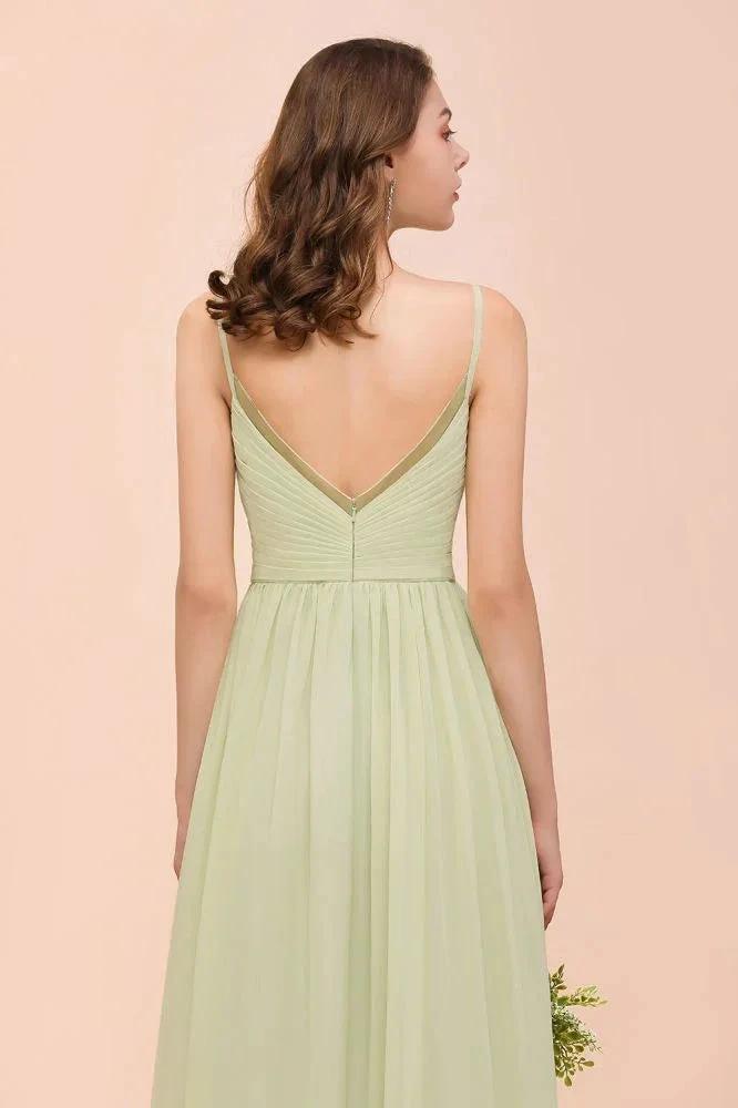Backless Sage Bridesmaid Dress Floor Length Spring /Summer Maid of honor Dress by misshow.com