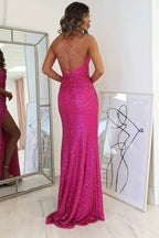 Glitter Evening Gown Sparkly Prom Dress With Slit by vivymakudress