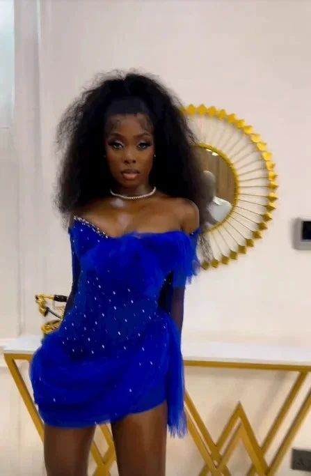Striking Royal Blue Tulle Beaded Cocktail Dress Mini Party Dress Homecoming Dress Y7710 by simplepromdress