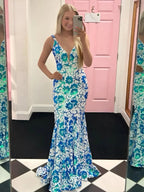 Bailey | Pink V Neck Sequin Lace Mermaid Prom Dress by KissProm