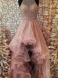Ball Gown Halter Sleeveless Beading Tulle Prom Dresses by misshow.com