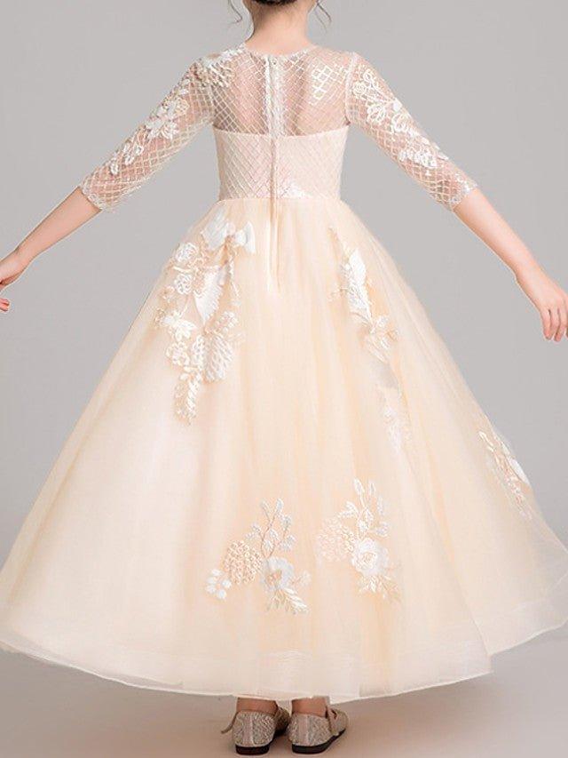 Ball Gown Jewel Neck Pageant Flower Girl Dresses With Sleeves - photo 4