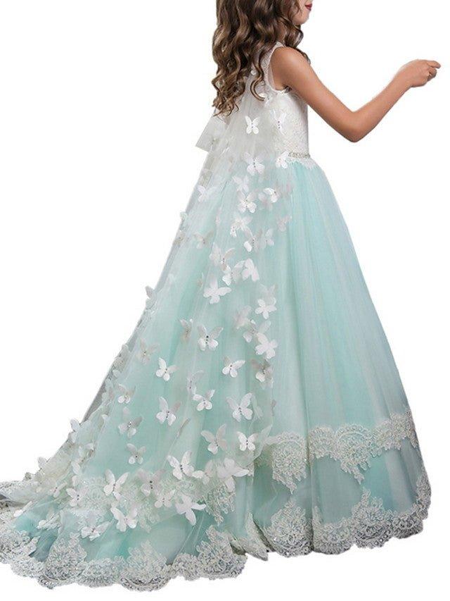 Ball Gown Jewel Neck Wedding Event Party Flower Girl Dresses With Appliques C… - photo 3