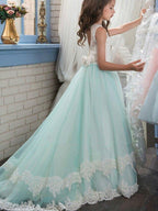Ball Gown Jewel Neck Wedding Event Party Flower Girl Dresses With Appliques C… - photo 2