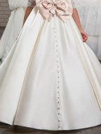Ball Gown Lace Satin Sweep Brush Train Wedding Birthday Pageant Flower Girl D… - photo 3