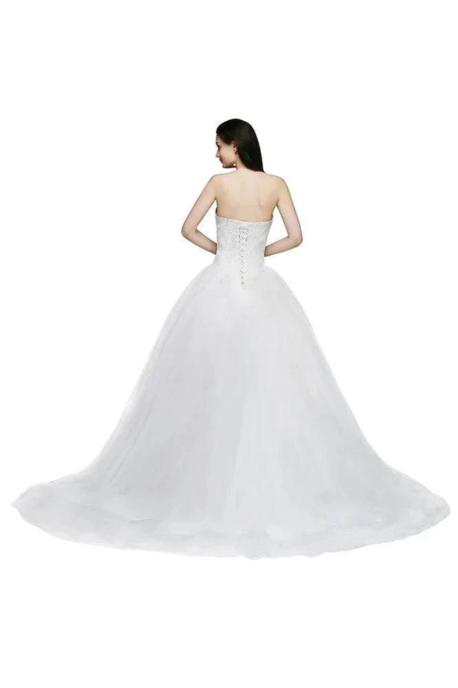 Ball Gown Lace Sweetheart Tulle Wedding Dress by misshow.com