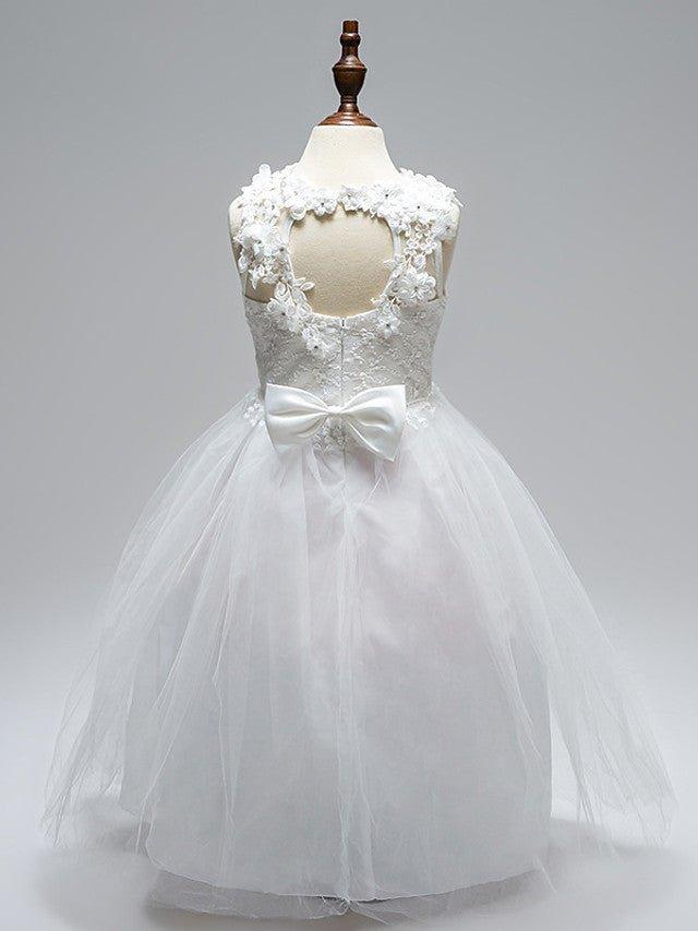 Ball Gown Lace Tulle Sleeveless Jewel Neck First Communion Long Flower Girl D… - photo 2