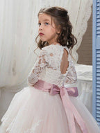 Ball Gown Lace Tulle Sweep Brush Train Wedding Birthday Pageant Flower Girl D… - photo 4