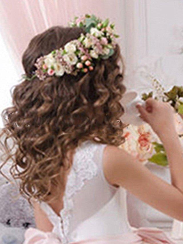 Ball Gown Lace Tulle Sweep Brush Train Wedding Party Flower Girl Dresses - photo 2