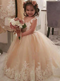 Ball Gown Lace Tulle Sweep Brush Train Wedding Party Flower Girl Dresses - photo 1