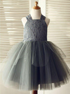 Ball Gown Lace Tulle Wedding Birthday Pageant Flower Girl Dresses - photo 1