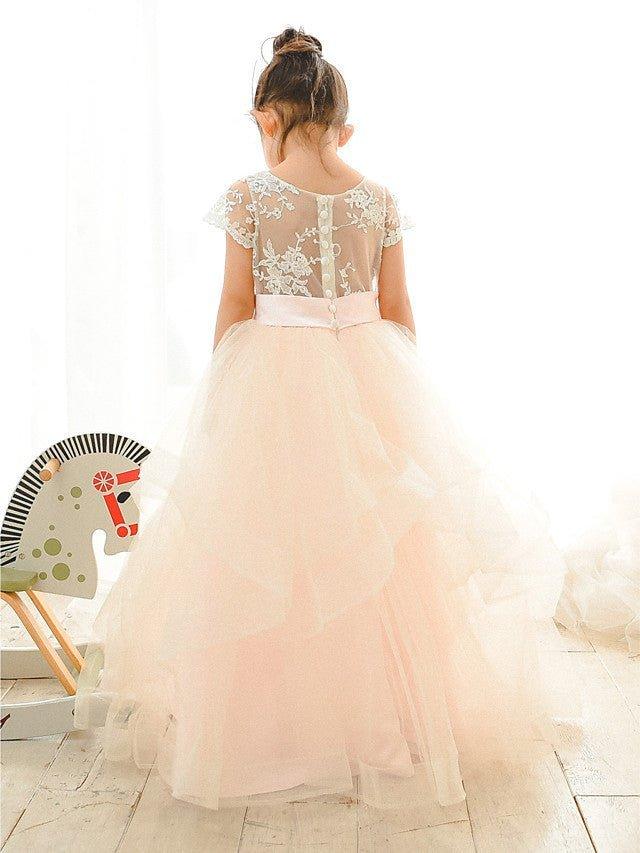 Ball Gown Lace Tulle Wedding Birthday Pageant Flower Girl Dresses - photo 2