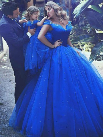 Ballkleid Off-the-Shoulder Ärmellos Bodenlang Perlenbesetzt Tüll Ballkleider