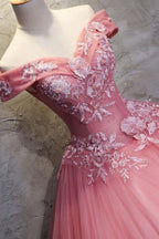 Ball Gown Off-the-Shoulder  Tulle Wedding Dress With Appliques  WD196