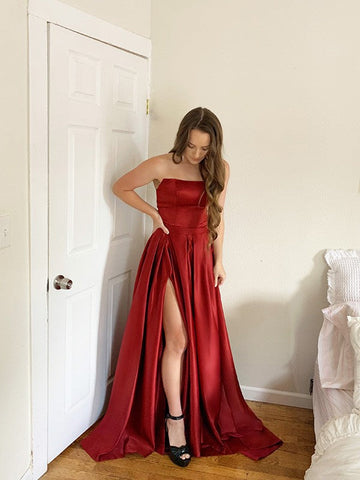 Duchesse-Linie Rüschen Satin Ärmellos Trägerlos Ballkleider