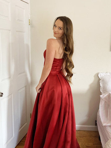 Duchesse-Linie Rüschen Satin Ärmellos Trägerlos Ballkleider
