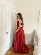 Ball Gown Ruffles Satin Sleeveless Strapless Prom Dresses by misshow.com