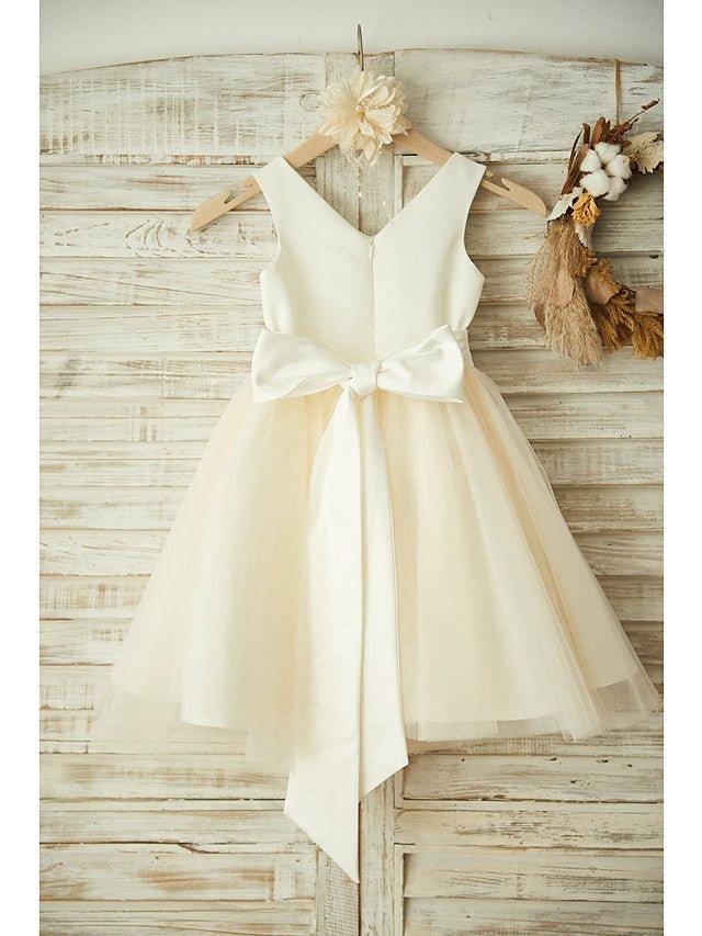 Ball Gown Satin Tulle Wedding Birthday Pageant Flower Girl Dresses - photo 2