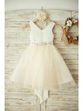 Ball Gown Satin Tulle Wedding Birthday Pageant Flower Girl Dresses - photo 1