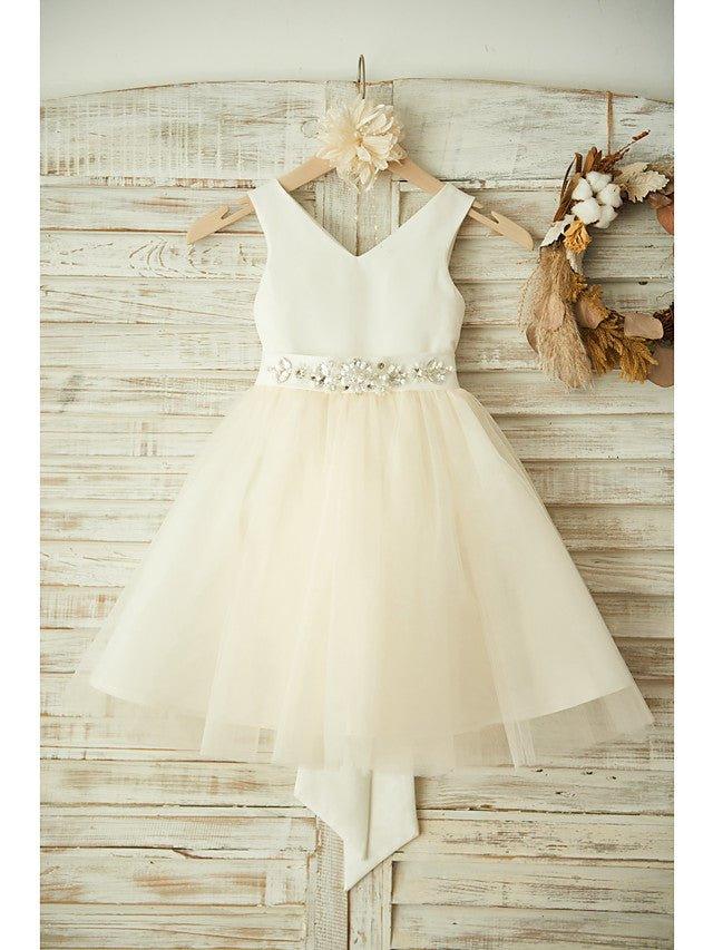 Ball Gown Satin Tulle Wedding Birthday Pageant Flower Girl Dresses - photo 1