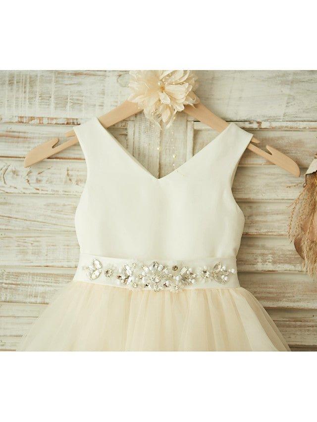 Ball Gown Satin Tulle Wedding Birthday Pageant Flower Girl Dresses - photo 3