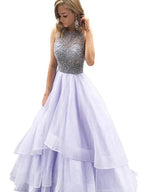 Ball Gown Scoop Sleeveless Floor-Length Beading Organza Prom Dresses by misshow.com