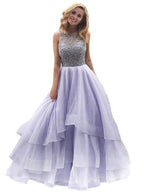 Ball Gown Scoop Sleeveless Floor-Length Beading Organza Prom Dresses by misshow.com