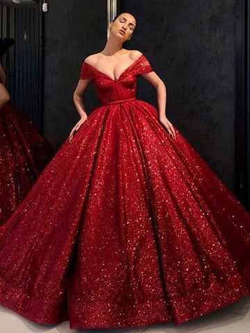 Ballkleid Pailletten Rüschen Off-the-Shoulder Ärmellos Bodenlang Ballkleider