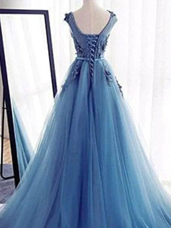 Ball Gown Sleeveless Jewel Applique Tulle Prom Dresses by misshow.com
